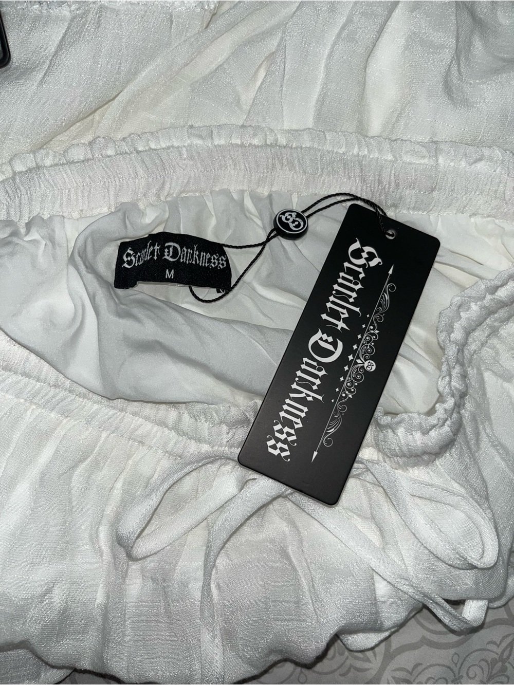 NWT Scarlet Darkness White Boho Maxi Skirt Flowy Lace Renaissance Pockets, M - Picture 3 of 8